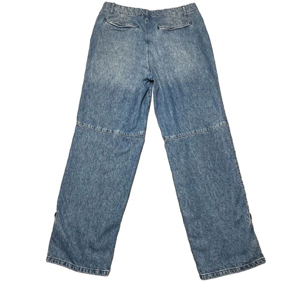 Free People Rory Slim Straight Jeans Wo's 30 Tab Cuff Hems Seamed Button Pockets - Picture 8 of 16